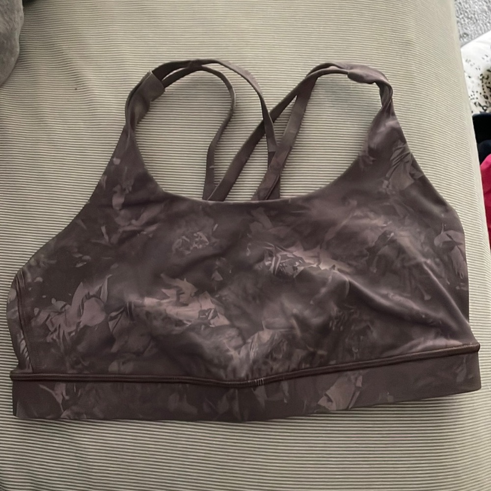 NWOT. lululemon purple print energy bra. Size 10.